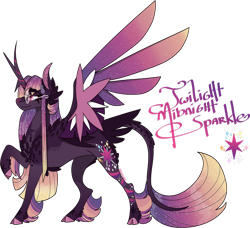 Size: 1920x1750 | Tagged: safe, artist:mrufka69, derpibooru import, twilight sparkle, twilight sparkle (alicorn), alicorn, pony, g4, alternate design, alternate name, chest feathers, cloven hooves, colored hooves, colored wings, concave belly, glasses, gradient legs, gradient mane, gradient tail, gradient wings, horn, leonine tail, raised hoof, raised leg, shoulder feathers, simple background, slender, solo, sparkly mane, sparkly tail, sparkly wings, spiked horn, spread wings, standing, striped horn, tail, tail feathers, thin, transparent background, wings
