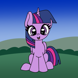 Size: 1600x1604 | Tagged: safe, artist:platinumdrop, derpibooru import, twilight sparkle, twilight sparkle (alicorn), alicorn, g4, female, mare, sitting, smiling, solo