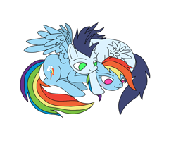 Size: 900x720 | Tagged: safe, artist:dasher666, artist:ponyofdarkness, derpibooru import, edit, rainbow dash, soarin', pegasus, pony, g4, blushing, clothes, female, male, shipping, soarindash, straight, uniform, wonderbolts uniform