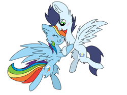 Size: 960x720 | Tagged: safe, artist:dasher666, artist:goodmuffin, derpibooru import, edit, rainbow dash, soarin', pegasus, pony, g4, female, male, shipping, soarindash, straight