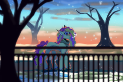 Size: 3826x2543 | Tagged: safe, artist:neonbugzz, derpibooru import, oc, oc only, earth pony, pony, earth pony oc, side view, snow, solo, tree, winter