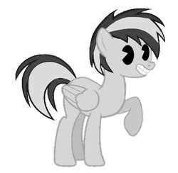 Size: 905x883 | Tagged: safe, artist:mlpfan3991, derpibooru import, oc, oc only, oc:flare spark, pegasus, pony, 30s, black and white, disney style, female, grayscale, monochrome, simple background, smiling, solo, transparent background