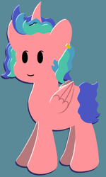 Size: 542x906 | Tagged: safe, alternate version, artist:kosmiktym, derpibooru import, oc, oc:bounded-time, pony, blue background, simple background, solo, wings