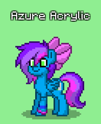 Size: 264x324 | Tagged: safe, derpibooru import, oc, oc only, oc:azure acrylic, pegasus, pony, bow, green background, hair bow, pegasus oc, pony town, simple background, solo