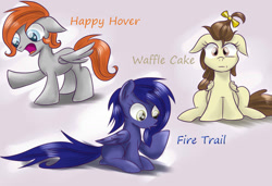 Size: 1280x873 | Tagged: safe, artist:redheadfly, derpibooru import, angel cake, pound cake, oc, oc:blazing sky, oc:lucky fly, pony, colt, female, filly, foal, male, rule 63, tumblr:ask-adultscootaloo