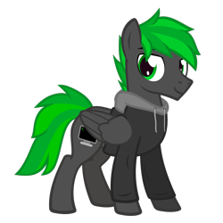 Size: 1501x1501 | Tagged: safe, artist:the smiling pony, derpibooru import, oc, oc only, oc:bytewave, pegasus, pony, g4, .svg available, clothes, hoodie, looking at you, simple background, smiling, solo, transparent background, vector