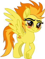 Size: 1233x1600 | Tagged: safe, artist:cloudy glow, derpibooru import, spitfire, pegasus, pony, g4, blushing, female, mare, simple background, solo, spread wings, transparent background, wings