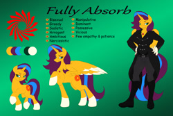 Size: 1500x1004 | Tagged: safe, artist:miniferu, derpibooru import, oc, oc only, oc:fully absorb, alicorn, anthro, plantigrade anthro, unicorn, boots, clothes, commission, denim, female, gradient background, high heel boots, jacket, jeans, jewelry, pants, pendant, reference sheet, shirt, shoes, solo