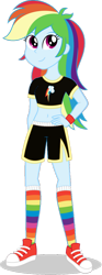 Size: 422x1140 | Tagged: source needed, safe, artist:red baron, derpibooru import, rainbow dash, equestria girls, g4, clothes, rainbow socks, simple background, socks, solo, striped socks, transparent background