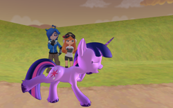 Size: 1920x1200 | Tagged: safe, artist:puzzlshield2, derpibooru import, twilight sparkle, unicorn twilight, pony, unicorn, g4, sweet and elite, 3d, crossover, dancing, meggy spletzer (smg4), mmd, recreation, scene interpretation, smg4, source filmmaker, super mario 64, super mario bros., tari (smg4)