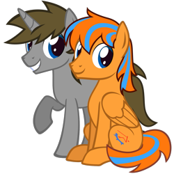 Size: 1501x1501 | Tagged: safe, artist:the smiling pony, derpibooru import, oc, oc only, oc:cold front, oc:disty dusk, pegasus, pony, unicorn, g4, .svg available, 2024 community collab, blue eyes, brown mane, brown tail, derpibooru community collaboration, duo, duo male, feathered wings, folded wings, horn, looking at you, lying down, male, pegasus oc, show accurate, simple background, sitting, smiling, smiling at you, stallion, svg, tail, transparent background, two toned mane, two toned tail, unicorn oc, vector, wings