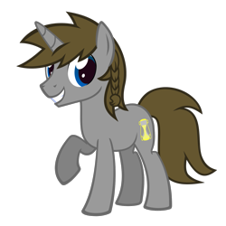 Size: 1501x1501 | Tagged: safe, artist:the smiling pony, derpibooru import, oc, oc only, oc:disty dusk, pony, unicorn, g4, .svg available, blue eyes, brown mane, brown tail, horn, looking at you, male, show accurate, simple background, smiling, smiling at you, stallion, svg, tail, transparent background, unicorn oc, vector