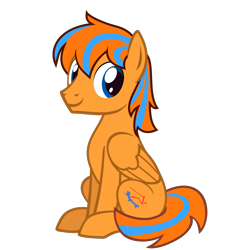 Size: 1501x1501 | Tagged: safe, artist:the smiling pony, derpibooru import, oc, oc only, oc:cold front, pegasus, pony, g4, .svg available, blue eyes, feathered wings, folded wings, looking at you, male, pegasus oc, show accurate, simple background, sitting, smiling, smiling at you, stallion, svg, tail, transparent background, two toned mane, two toned tail, vector, wings