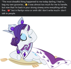 Size: 663x640 | Tagged: safe, artist:kooner-cz, derpibooru import, edit, princess platinum, rarity, unicorn, g4, caption, dramatic, funposting, image macro, marshmelodrama, rarity being rarity, solo, text