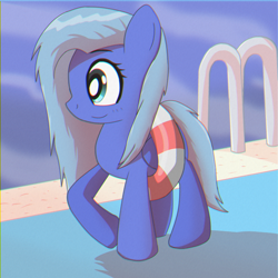 Size: 1500x1500 | Tagged: safe, artist:trackheadtherobopony, derpibooru import, oc, oc:water wings, pegasus, inflatable, inner tube, lifeguard, pool toy, solo, swimming pool