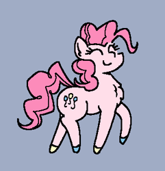 Size: 347x360 | Tagged: safe, artist:blex, derpibooru import, pinkie pie, earth pony, pony, g4, black outlines, chest fluff, colored, colored hooves, drawpile, eyes closed, ponk, simple background, smiling, solo, trotting, walking