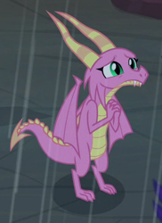 Size: 696x956 | Tagged: safe, derpibooru import, screencap, scales (character), dragon, g4, the hearth's warming club, cropped, dragoness, female, rain, solo