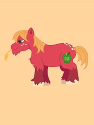 Size: 3024x4032 | Tagged: safe, artist:mentallytheillest, derpibooru import, big macintosh, earth pony, pony, g4, clothes, digital art, fluffy, freckles, male, missing accessory, orange background, simple background, socks, solo, stallion, straw in mouth, unshorn fetlocks