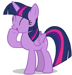 Size: 1046x1086 | Tagged: safe, artist:zslnews, derpibooru import, twilight sparkle, twilight sparkle (alicorn), alicorn, pony, g4, ^^, cute, eyes closed, female, folded wings, laughing, mare, open mouth, simple background, solo, transparent background, vector, wings