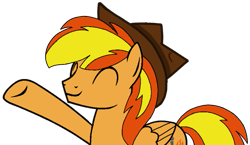 Size: 729x422 | Tagged: safe, artist:noi kincade, derpibooru import, oc, oc only, oc:firey ratchet, pegasus, fedora, hat, male, simple background, smiling, solo, transparent background, waving