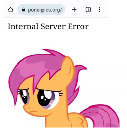 Size: 1496x1508 | Tagged: safe, scootaloo, meta, ponerpics, sad, shut down