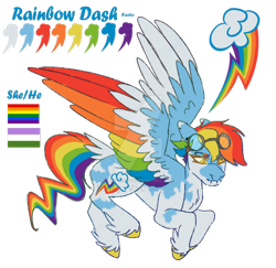 Size: 906x882 | Tagged: safe, artist:king-victor, derpibooru import, rainbow dash, pegasus, pony, g4, alternate design, alternate eye color, alternate hairstyle, alternate universe, blue text, color palette, colored, colored eartips, colored eyebrows, colored eyelashes, colored hooves, colored pupils, colored wings, description at source, deviantart watermark, ear piercing, earring, facial markings, feathered fetlocks, flat colors, flying, frown, gauges, gay pride flag, genderqueer pride flag, goggles, goggles on head, golden eyes, hooves, hybrid tail, jewelry, lip piercing, looking down, mismatched wings, multicolored wings, multicolored wingtips, narrowed eyes, nose piercing, obtrusive watermark, piercing, pride, pride flag, rainbow eyebrows, rainbow wings, rainbow wingtips, redesign, septum piercing, short hair, short hair rainbow dash, simple background, solo, spread wings, tail, tail feathers, three quarter view, transparent background, two toned coat, two toned ears, watermark, wing fluff, wings, yellow eyelashes, yellow hooves, yellow pupils