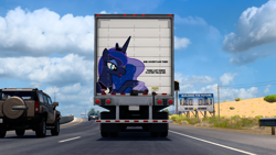 Size: 1920x1080 | Tagged: safe, artist:owlcat, derpibooru import, princess luna, g4, american truck simulator, game screencap, outdoors, truck