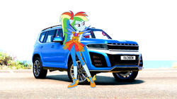 Size: 1192x670 | Tagged: safe, artist:dylan107, derpibooru import, rainbow dash, equestria girls, g4, beamng.drive, car, crystal guardian, outdoors, procyon centauri, solo