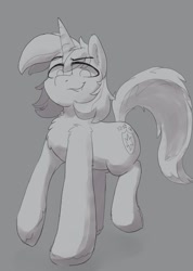 Size: 772x1082 | Tagged: safe, artist:zzzsleepy, derpibooru import, shining armor, unicorn, chest fluff, horn, looking at you, male, monochrome, open mouth, simple background, sketch, smug, solo, stallion, standing