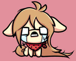 Size: 1182x945 | Tagged: safe, artist:coco-drillo, derpibooru import, oc, oc only, oc:cocodrillo, earth pony, pony, clothes, clothing, crying, crying on the outside, ears, floppy ears, game, glasses, long mane, messy mane, scarf, simple background, solo, the binding of isaac, video game crossover