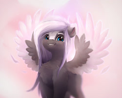 Size: 2343x1875 | Tagged: oc name needed, safe, artist:itssim, derpibooru import, oc, oc only, pegasus, pony, cheek fluff, chest fluff, colored wings, colored wingtips, commission, feather, looking at you, pegasus oc, smiling, smiling at you, solo, spread wings, wings