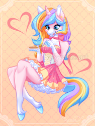 Size: 1669x2208 | Tagged: safe, artist:syronica, derpibooru import, oc, oc:oofy colorful, anthro, unicorn, breasts, female, food, horn, pie, unicorn oc