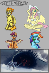 Size: 4000x6000 | Tagged: safe, artist:silverhopexiii, derpibooru import, fluttershy, rainbow dash, scootaloo, spitfire, anthro, pegasus, plantigrade anthro, pony, sketch, sketch dump