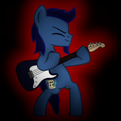 Size: 1080x1080 | Tagged: safe, artist:starless, derpibooru exclusive, derpibooru import, oc, oc:starless, earth pony, pony, bass guitar, bipedal, earth pony oc, eyes closed, guitar, male, musical instrument, rainbow rocks 10th anniversary, solo, stallion, stallion oc