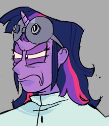 Size: 640x740 | Tagged: safe, artist:sunsetstriderr, derpibooru import, twilight sparkle, human, .mov, angry, goggles, humanized, magic.mov, palindrome get, pony.mov, scientist, twilight sparkle is not amused, unamused, unhappy