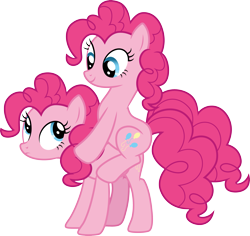 Size: 3183x3000 | Tagged: safe, artist:cloudy glow, derpibooru import, pinkie pie, earth pony, pony, g4, too many pinkie pies, clone, female, mare, pinkie clone, ponies riding ponies, riding, riding a pony, simple background, transparent background, vector