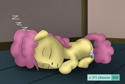 Size: 2000x1346 | Tagged: safe, artist:anonymousandrei, derpibooru exclusive, derpibooru import, li'l cheese, earth pony, pony, g4, colt, cute, derpimilestone, foal, indoors, male, milestone, on floor, onomatopoeia, sleeping, solo, sound effects, zzz