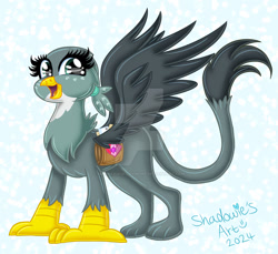 Size: 1280x1175 | Tagged: safe, artist:shadowiesart, derpibooru import, gabby, griffon, bag, cute, deviantart watermark, female, gabbybetes, obtrusive watermark, profile, saddle bag, signature, solo, watermark