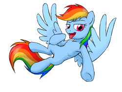 Size: 1600x1200 | Tagged: safe, artist:solixy406, derpibooru import, rainbow dash, belly, concave belly, featureless crotch, female, human shoulders, humanoid torso, lidded eyes, mare, open mouth, ribs, solo, spread wings, underhoof, wings