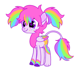 Size: 1000x1000 | Tagged: safe, artist:peaceandlove26, artist:twinklewish, derpibooru import, oc, oc only, oc:starbrite, hippogriff, hybrid, 2021, bangs, big eyes, coat markings, colored hooves, colored pinnae, colored wings, colored wingtips, cutie mark on hippogriff, facial markings, folded wings, freckles, heart, heart eyes, heart mark, hippogriff oc, hooves, hybrid oc, leg stripes, leonine tail, multicolored hair, multicolored mane, multicolored wings, old art, paws, pigtails, pink coat, pink mane, purple eyes, purple hooves, rainbow hair, rainbow tail, rainbow wings, rainbow wingtips, show accurate, simple background, smiling, snip (coat marking), solo, standing, stripes, tail, thin tail, three quarter view, tied mane, transparent background, wingding eyes, wings