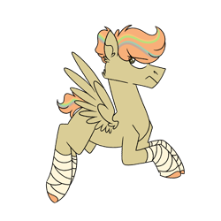 Size: 1080x1080 | Tagged: safe, artist:fuckomcfuck, derpibooru import, oc, oc only, oc:apple prism, pegasus, pony, bandage, magical lesbian spawn, offspring, parent:applejack, parent:rainbow dash, parents:appledash, simple background, solo, transparent background