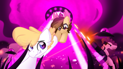 Size: 3840x2160 | Tagged: safe, artist:lbrcloud, derpibooru import, oc, oc only, alien, pony, alien abduction, song art, ufo