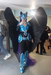 Size: 2217x3237 | Tagged: safe, derpibooru import, nightmare moon, human, g4, clothes, cosplay, costume, horn, irl, irl human, photo, selfie, wings