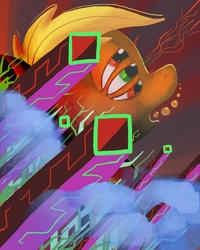 Size: 960x1200 | Tagged: safe, artist:docwario, derpibooru import, applejack, earth pony, pony, g4, dmt, drugs, female, mare, multiple eyes, psychedelic, solo, surreal, tripping, trippy, wat