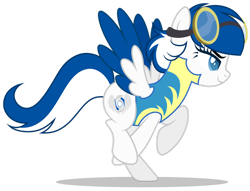 Size: 1280x978 | Tagged: safe, artist:p-b-jay, derpibooru import, oc, oc only, oc:striker, pegasus, pony, clothes, colored wings, female, goggles, mare, simple background, solo, transparent background, two toned wings, uniform, wings, wonderbolt trainee uniform