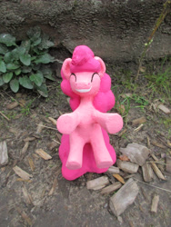 Size: 2736x3648 | Tagged: safe, alternate version, artist:malte279, derpibooru import, part of a set, pinkie pie, earth pony, pony, g4, concrete, craft, female, jumping, mare, outdoors, sculpture, solo, ytong