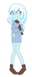 Size: 584x1392 | Tagged: source needed, safe, artist:jvillacorta0611, derpibooru import, oc, oc only, oc:snowdrop, human, equestria girls, g4, cape, clothes, dress, equestria girls-ified, female, inconsistent line weight, simple background, solo, standing, white background