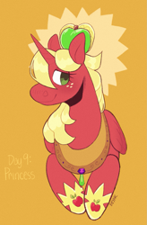 Size: 949x1448 | Tagged: safe, artist:beyhr, derpibooru import, big macintosh, alicorn, pony, do princesses dream of magic sheep, g4, alicornified, crown, freckles, jewelry, ponytober, princess big mac, race swap, regalia, solo, yoke