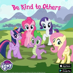 Size: 1080x1080 | Tagged: safe, derpibooru import, fluttershy, pinkie pie, rarity, spike, twilight sparkle, twilight sparkle (alicorn), alicorn, dragon, earth pony, pegasus, unicorn, g4, female, gameloft, horn, hypocrisy, male, wingless spike