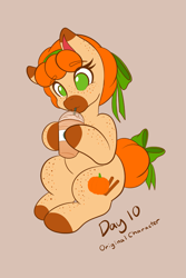 Size: 1365x2048 | Tagged: safe, artist:mscolorsplash, derpibooru import, oc, oc only, oc:pumpkin spice, earth pony, pony, body freckles, bow, brown background, coffee, colored hooves, colored muzzle, cute, drink, drinking, drinking straw, female, food, freckles, hair bow, hair bun, hooves, latte, leg freckles, mare, no pupils, pumpkin spice latte, shoulder freckles, simple background, sitting, solo, tail, tail bow, tail bun